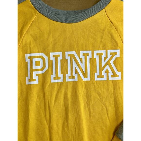 Pink Victoria’s Secret Women’s Large Golden Glow Logo Crew Sweatshirt VS Graphic - Picture 3 of 4